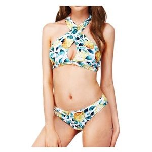 NWT Lemon Print “Seaselfie” Two Piece Swimsuit